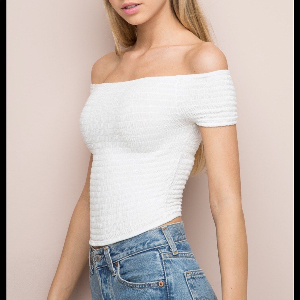 White smocked crop top